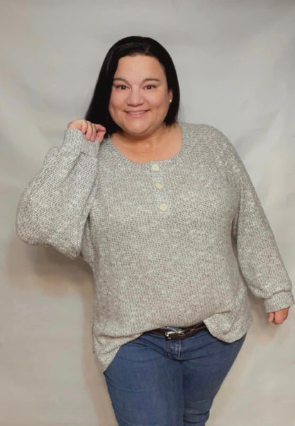 Lightweight Heather Grey Long Sleeve Sweater - Southern Chic Magnolias, LLC