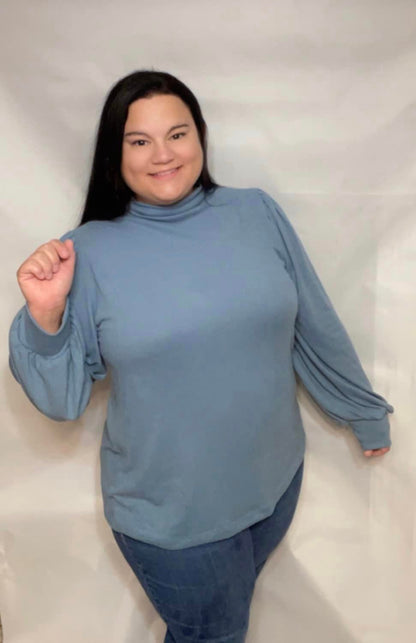 Plus Size Lightweight Long Sleeve Shirt - Slate Blue - Southern Chic Magnolias, LLC