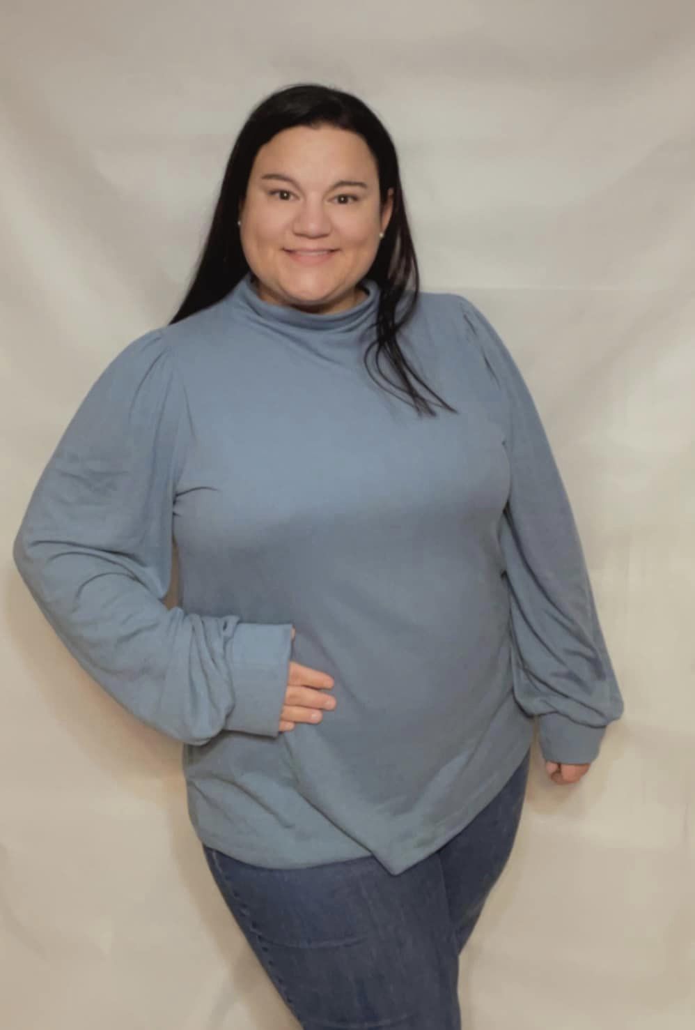 Plus Size Lightweight Long Sleeve Shirt - Slate Blue - Southern Chic Magnolias, LLC