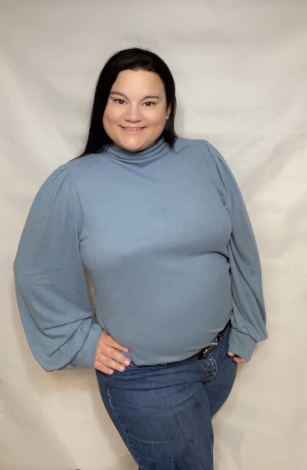 Plus Size Lightweight Long Sleeve Shirt - Slate Blue - Southern Chic Magnolias, LLC