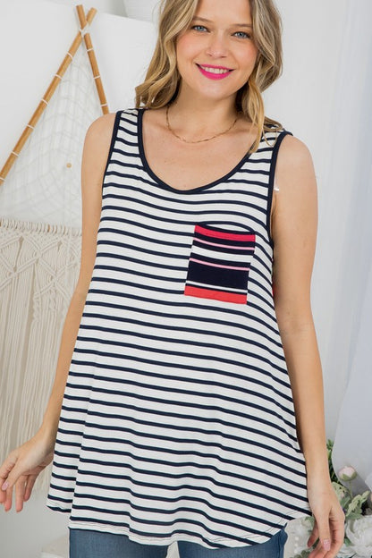 PLUS MIXED STRIPE TANK TOP - Southern Chic Magnolias, LLC