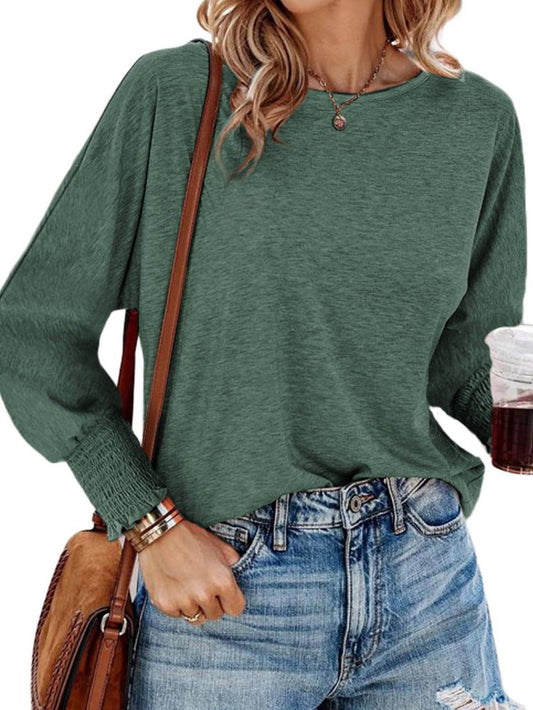 Long Sleeved Round Neck Shirt Green - Southern Chic Magnolias, LLC