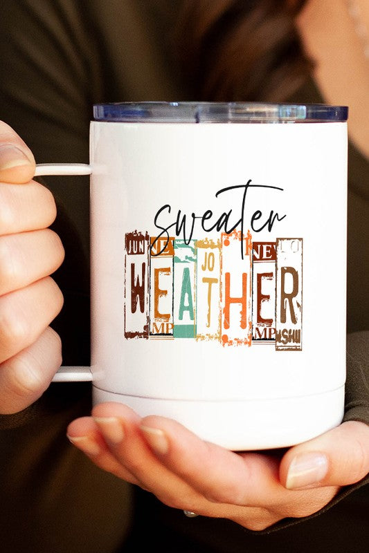 Fall Sweater Weather Plates Coffee Travel Cup