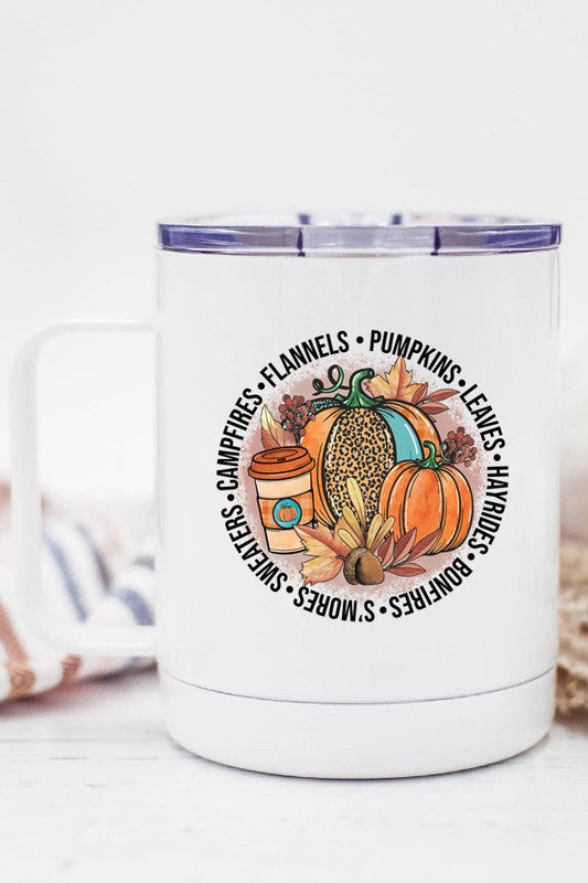 Flannels Pumpkin Leaves Fall Coffee Travel Cup