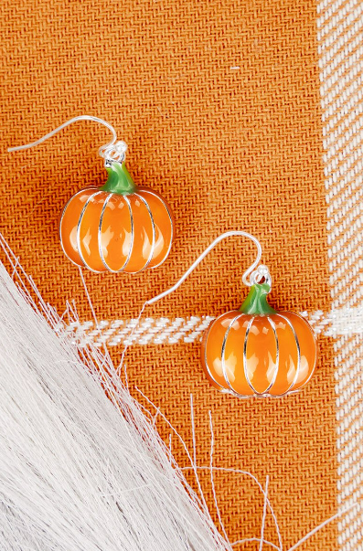 SMASHING PUMPKINS SILVERTONE EARRINGS - Southern Chic Magnolias, LLC